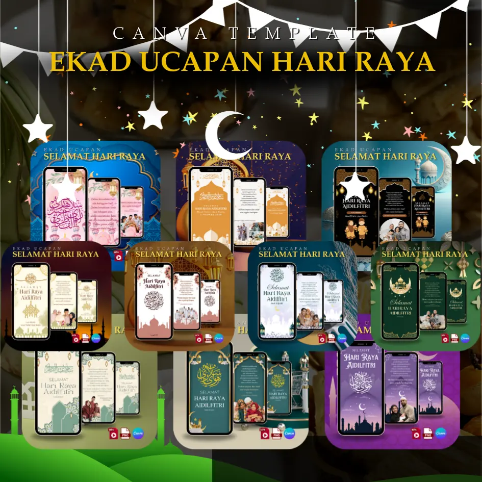 [BECRP001] BUNDLE - CANVA TEMPLATE E-KAD HARI RAYA