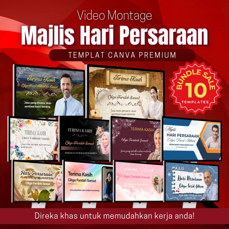 [BMHP001] BUNDLE SALE - Canva Template Video Montage Majlis Hari Persaraan BMHP001