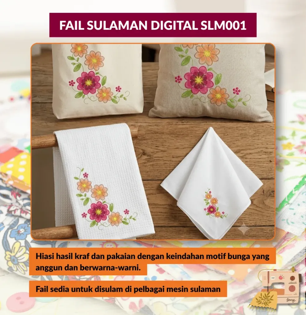 Fail Sulaman Digital Sedia untuk Mesin Sulam SLM001