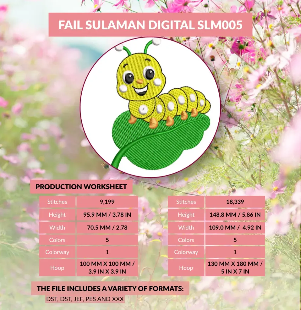 Fail Sulaman Digital Sedia untuk Mesin Sulam SLM005